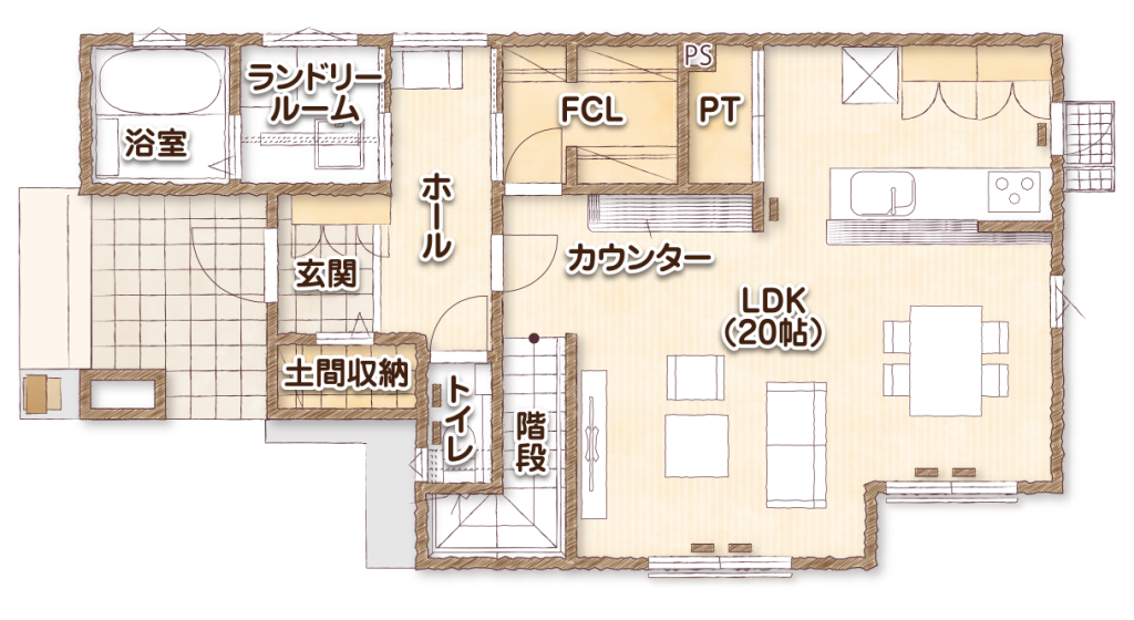 グローバルガーデン 四日市市白須賀5号地 1階間取り図