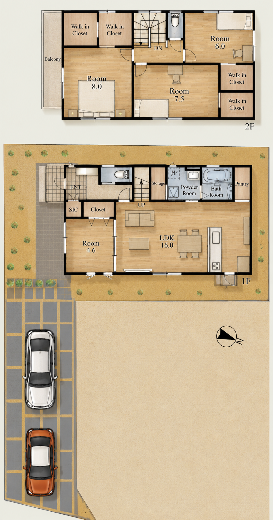 サンコート八幡西区相生町5号地 間取り図（1F・2F）