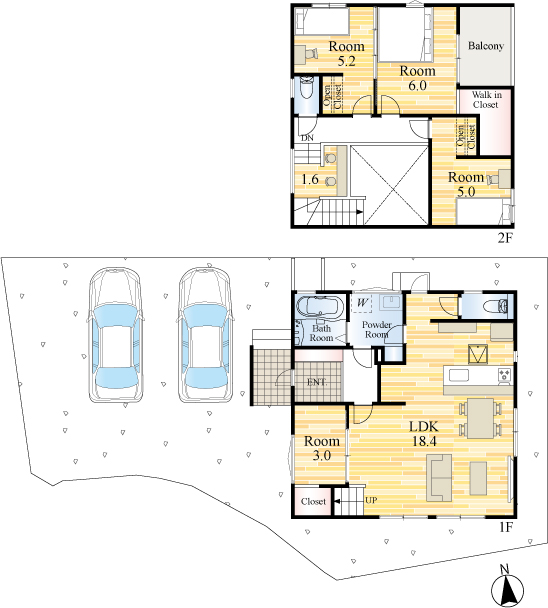 the park 春日市小倉6丁目1号地 1F・2F間取り図