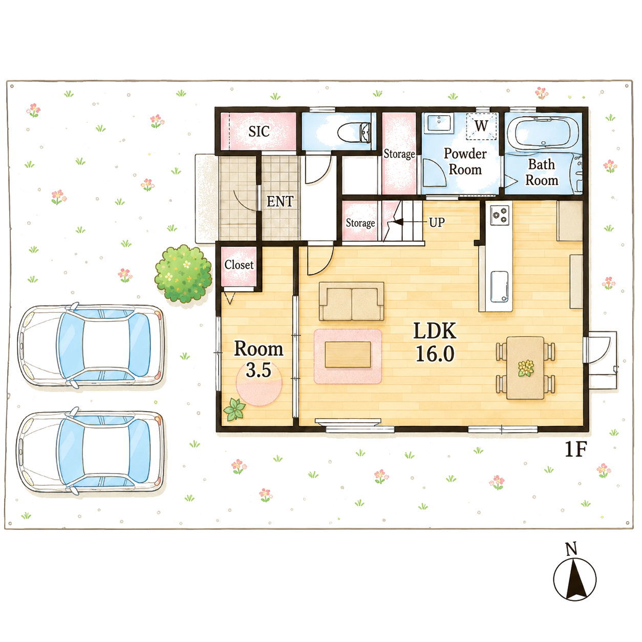 アーキデイズ熊本市南区上ノ郷1丁目2号地 1階間取り図