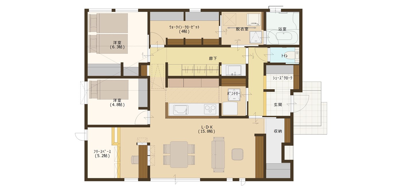 アイフルホーム福島店 高子岡平屋展示場 1階間取り図