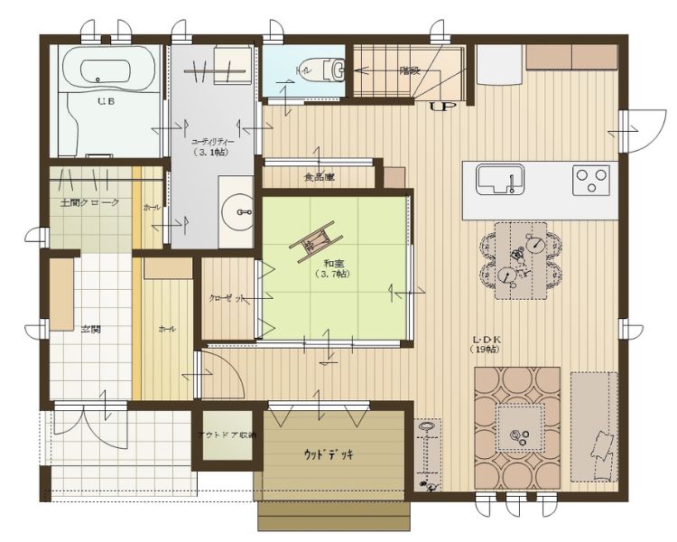 アイフルホーム相馬店 原町展示場モデルハウス 1階間取り図