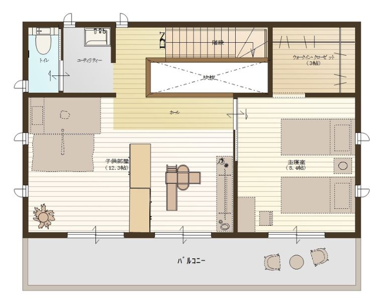 アイフルホーム相馬店 原町展示場モデルハウス 2階間取り図