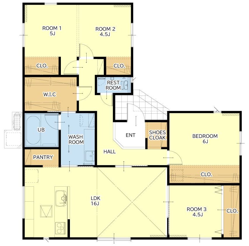 松崎町C号地の間取り図（4LDK+S）
