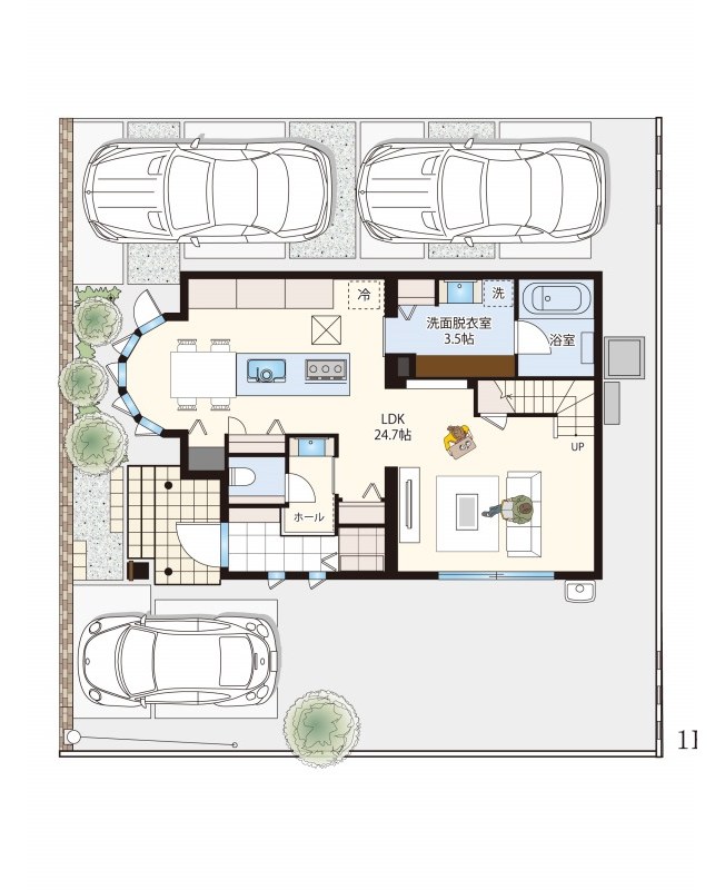 ル・メイユールヴィレ八日市 16号地 間取り図 1F
