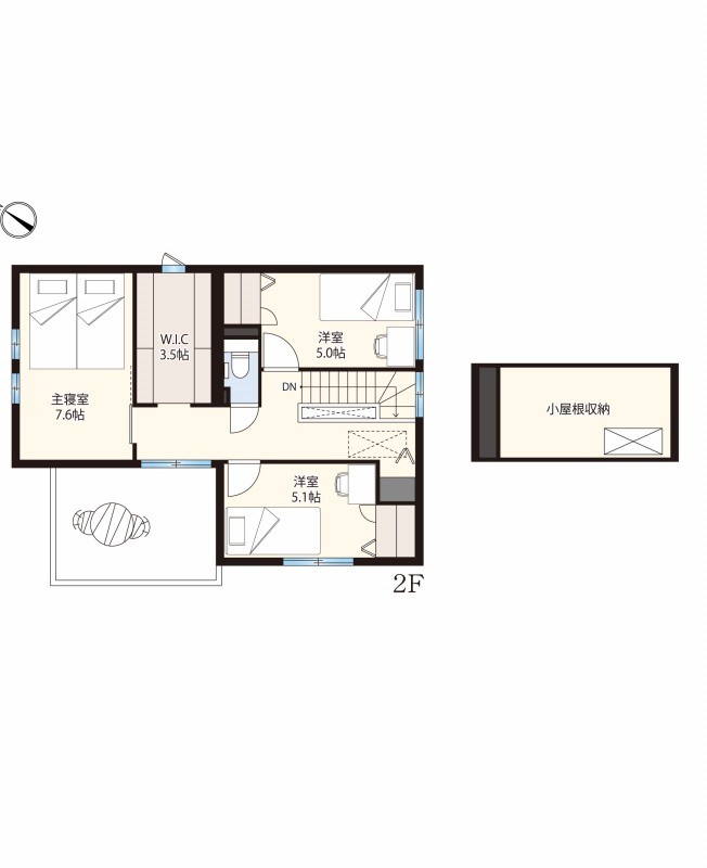 ル・メイユールヴィレ八日市 16号地 間取り図 2F