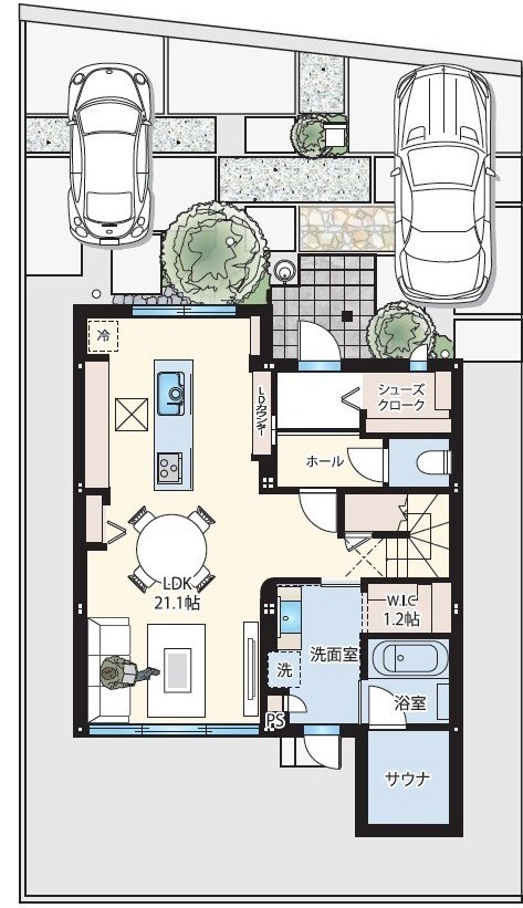 ユナイテッドハイムパーク草津駒井沢 9-3号地＜サウナのある家＞ 間取り図 1F