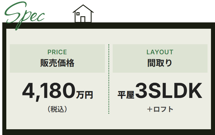 販売価格4,180万円（税込）・間取り 平屋3SLDK