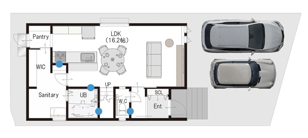 宇治橋展示場 1階間取り図（LDK16.2帖）