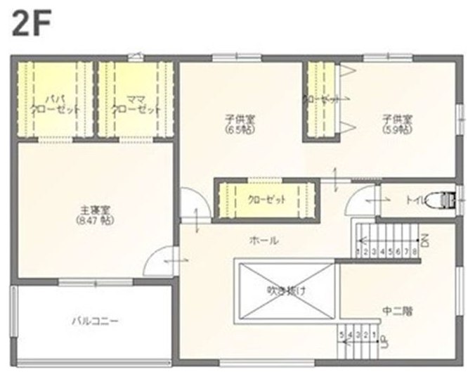 八幡店モデルハウス（Kiduki）2階 間取り図