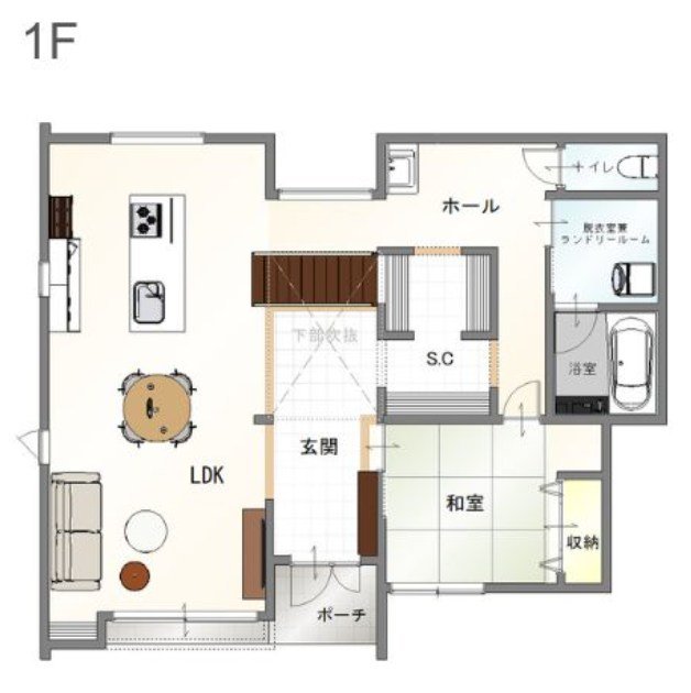 唐津店モデルハウス 1階 間取り図