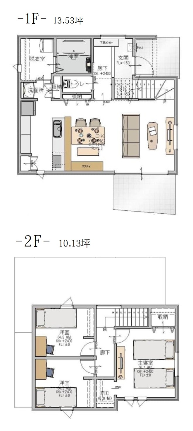 乃木福富建売住宅 間取り図（3LDK）