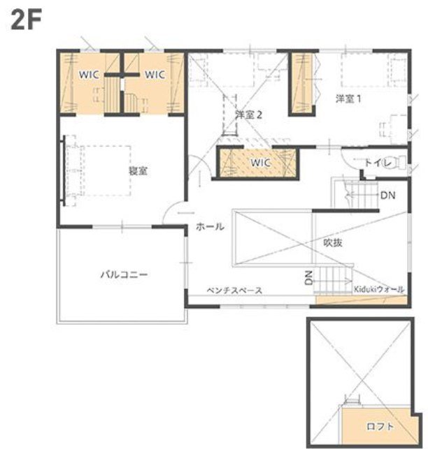 宗像店モデルハウス（kiduki）2階 間取り図